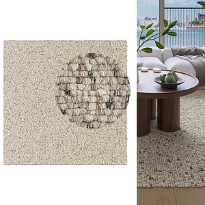 Benuta Wool Rug Patch Whiteblack Chaos Scatter 3D model