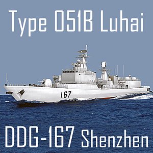 Chinese Navy Type 051B Luhai Class DDG-167 Shenzhen (low polygon)