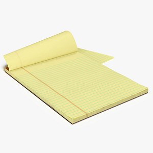 blank yellow legal pad 3D model