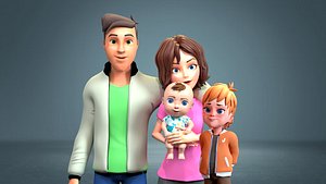 Cartoon family pack rigged