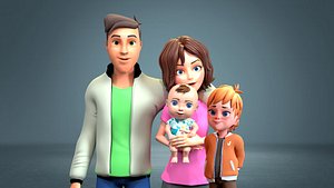 Cartoon family pack rigged