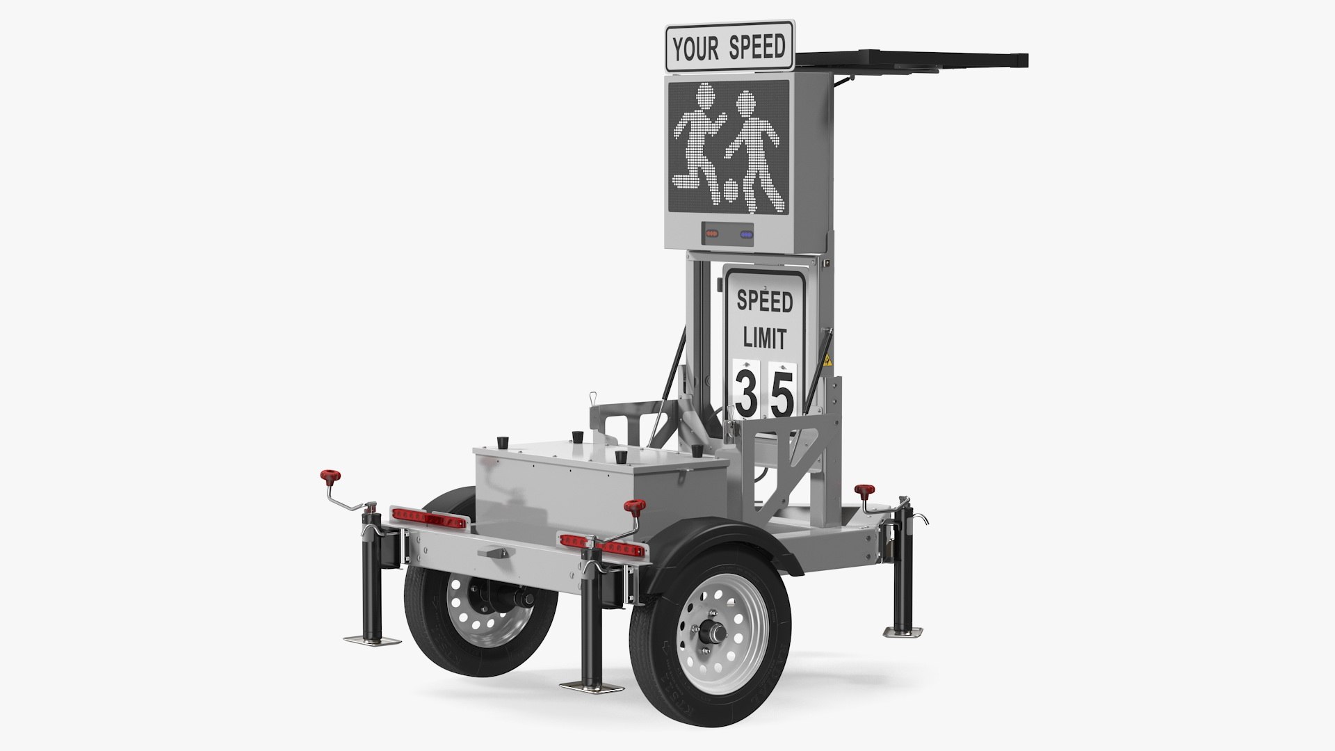 Mobile Trailer with Matrix Messaging Display Rigged 3D model preview