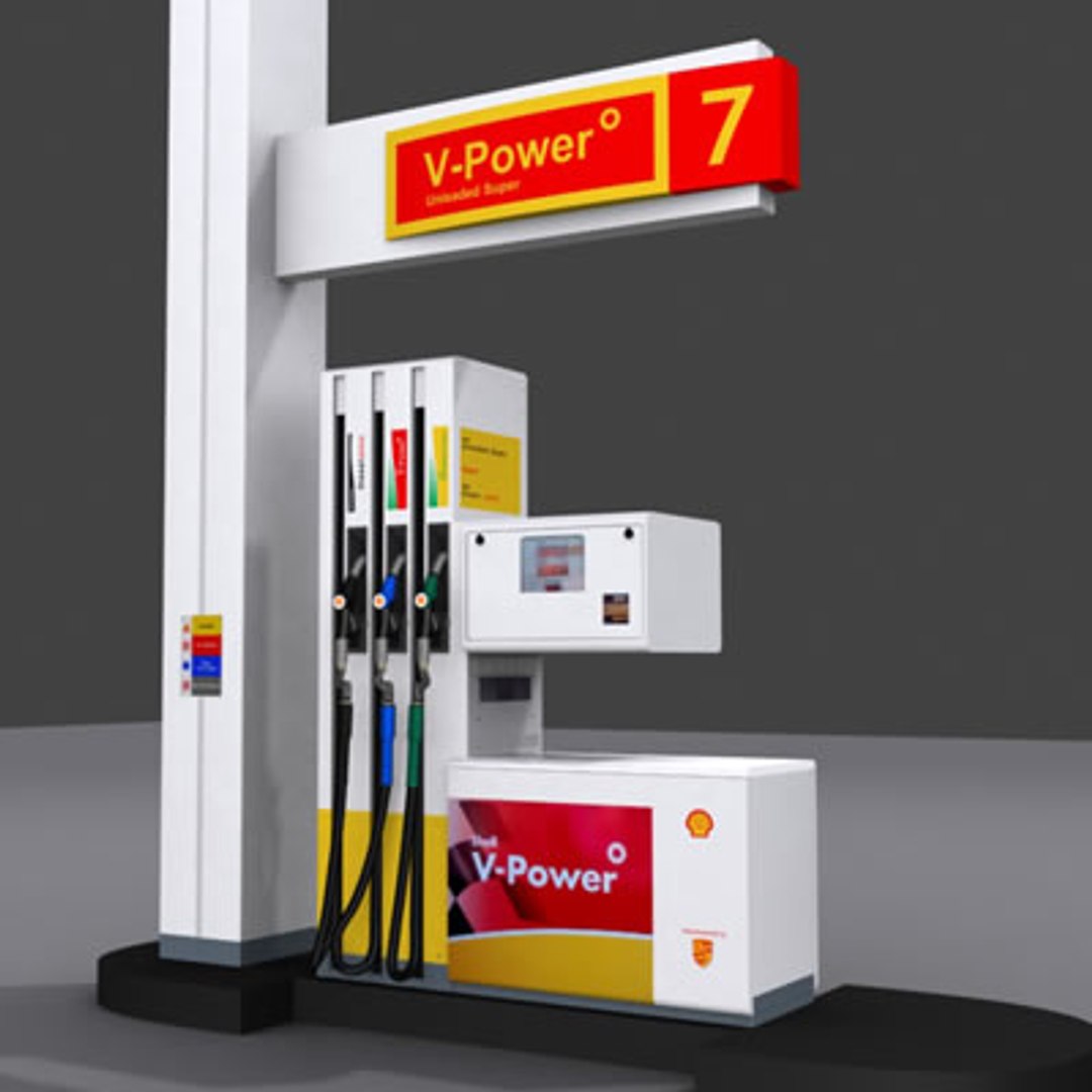 shell pump gas station 3d model