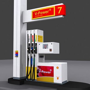 shell pump gas station 3d model