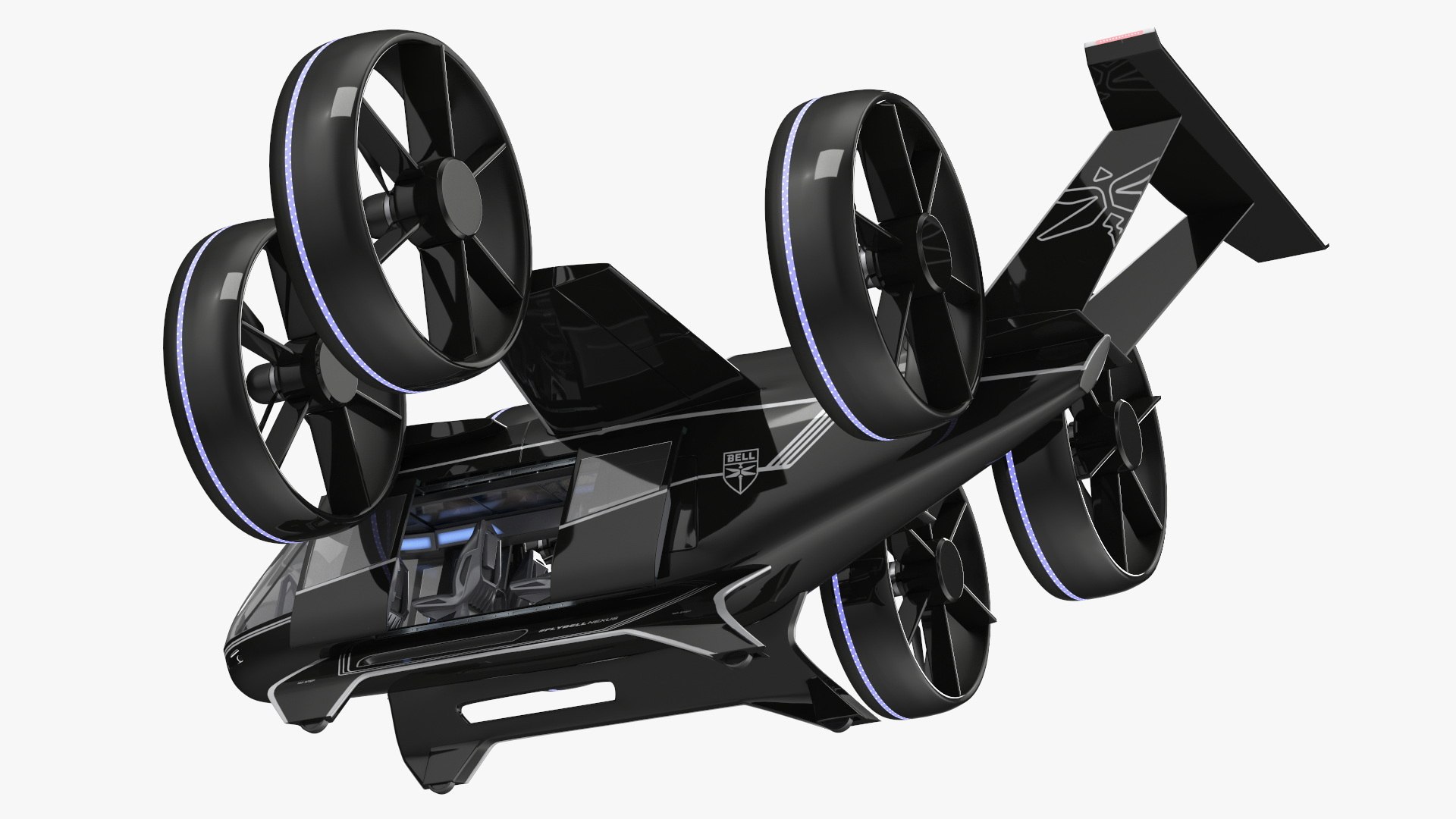Electric Flying Taxi Bell Nexus Lights On Rigged for Maya 3D model preview