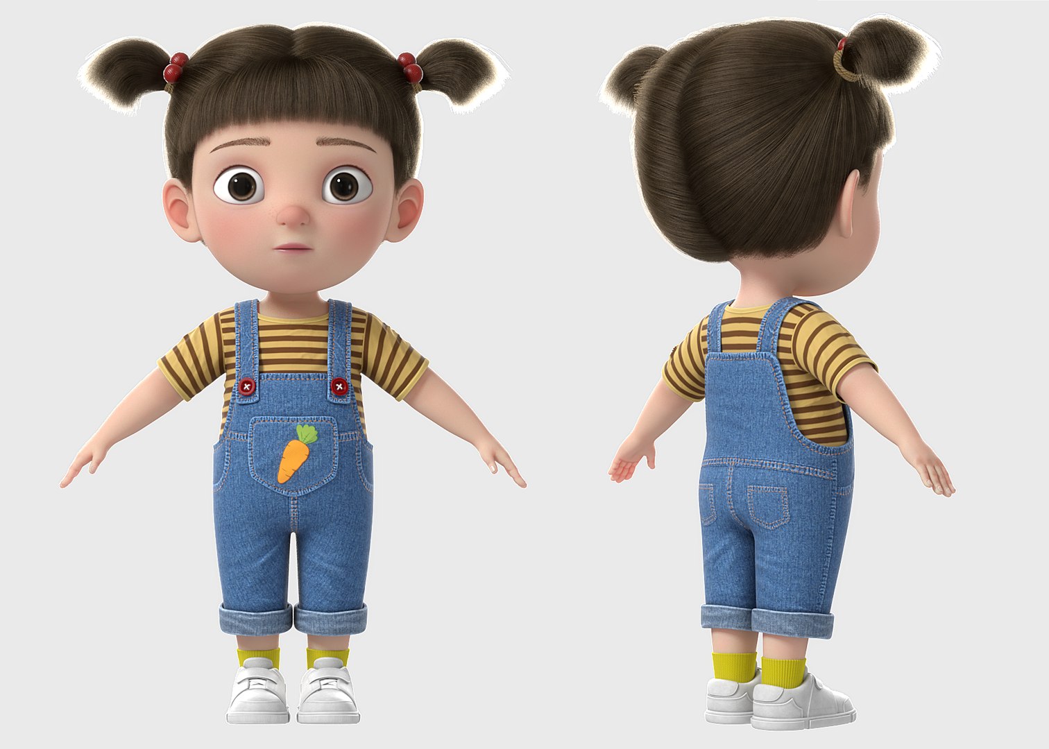 3D Model Cartoon Girl Rigged Character - TurboSquid 1361995