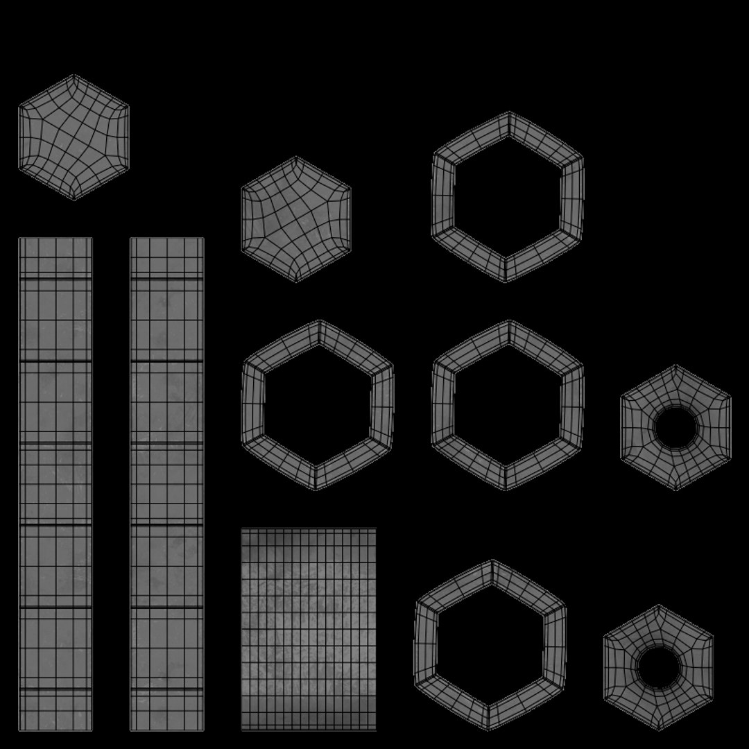 Hexagonal Dumbbell 3D model https://p.turbosquid.com/ts-thumb/ld/FvUIf2/en/uvlayout00/png/1683574004/1920x1080/fit_q87/2575d9383ff5c5bf3dadb83f8436b1749973f328/uvlayout00.jpg