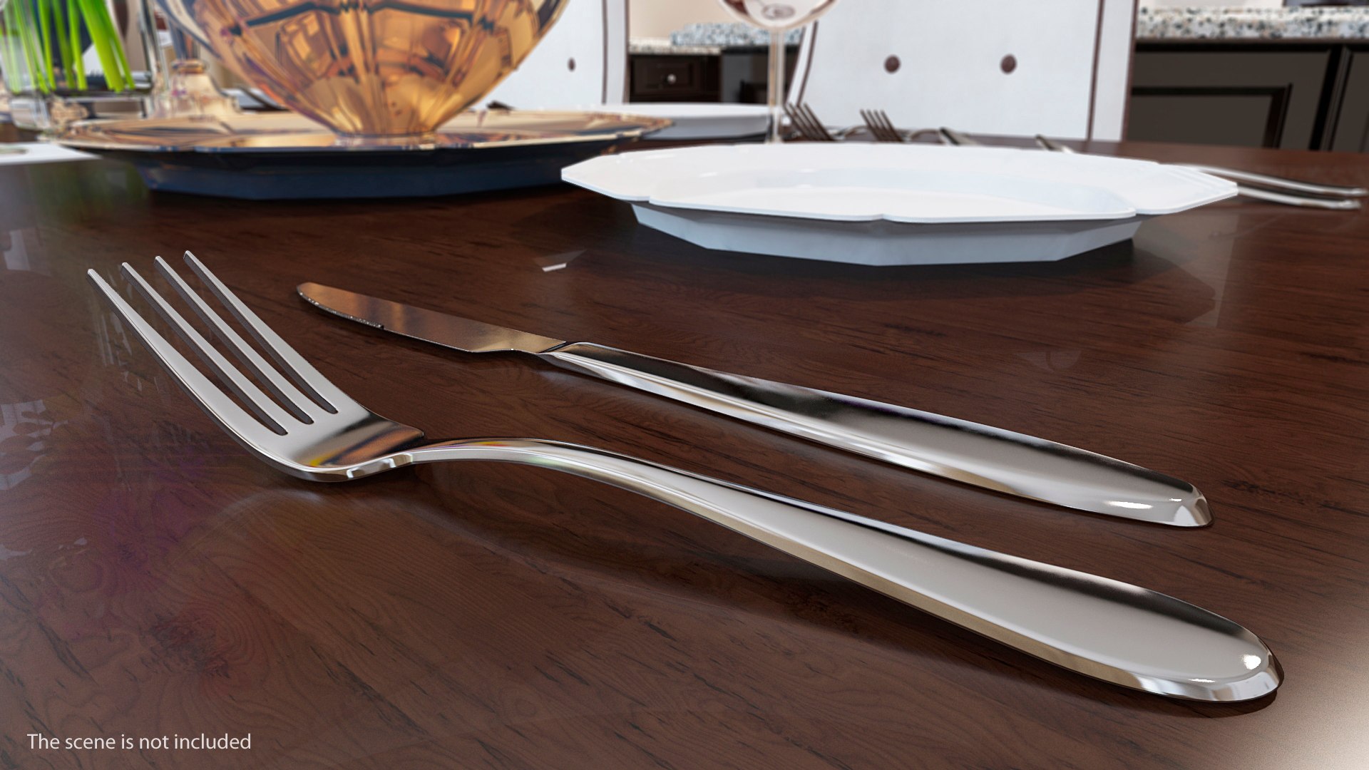 Silver Dessert Fork 3D model preview
