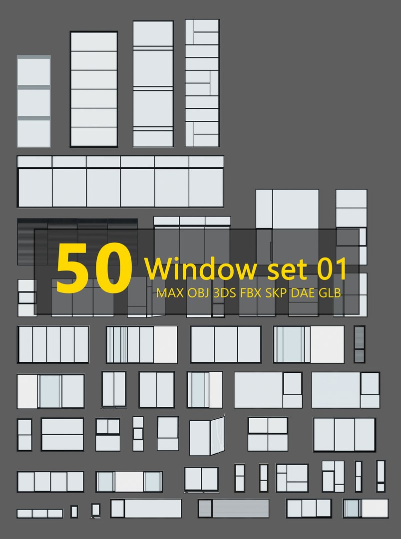 Window Set - 50 Pieces 3D Model - TurboSquid 2395958