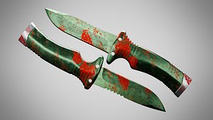 Knife 7 Hazel Green FT With Blood 3D model