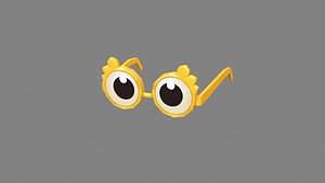 3D cartoon yellow eye glasses Low-poly 3D model model
