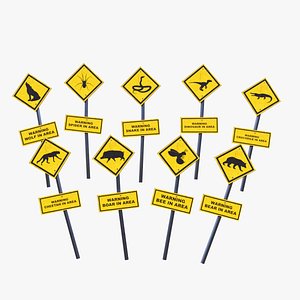 3D model Animal Sign Warning Pack