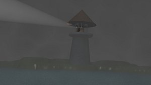 Broken Light house in a foggy night
