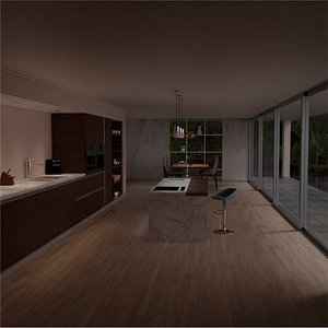3D Modern Kitchen In the Forest