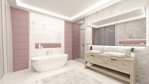 pink bathroom interior model