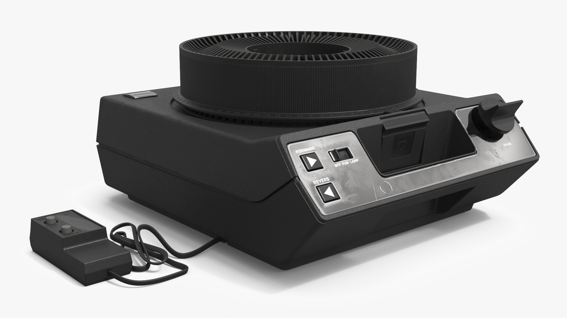 Vintage Circular Slide Projector Black 3D model preview