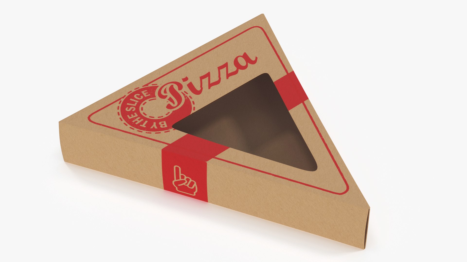 Craft Brown Pizza Slice Packaging Box with Window 3D model preview