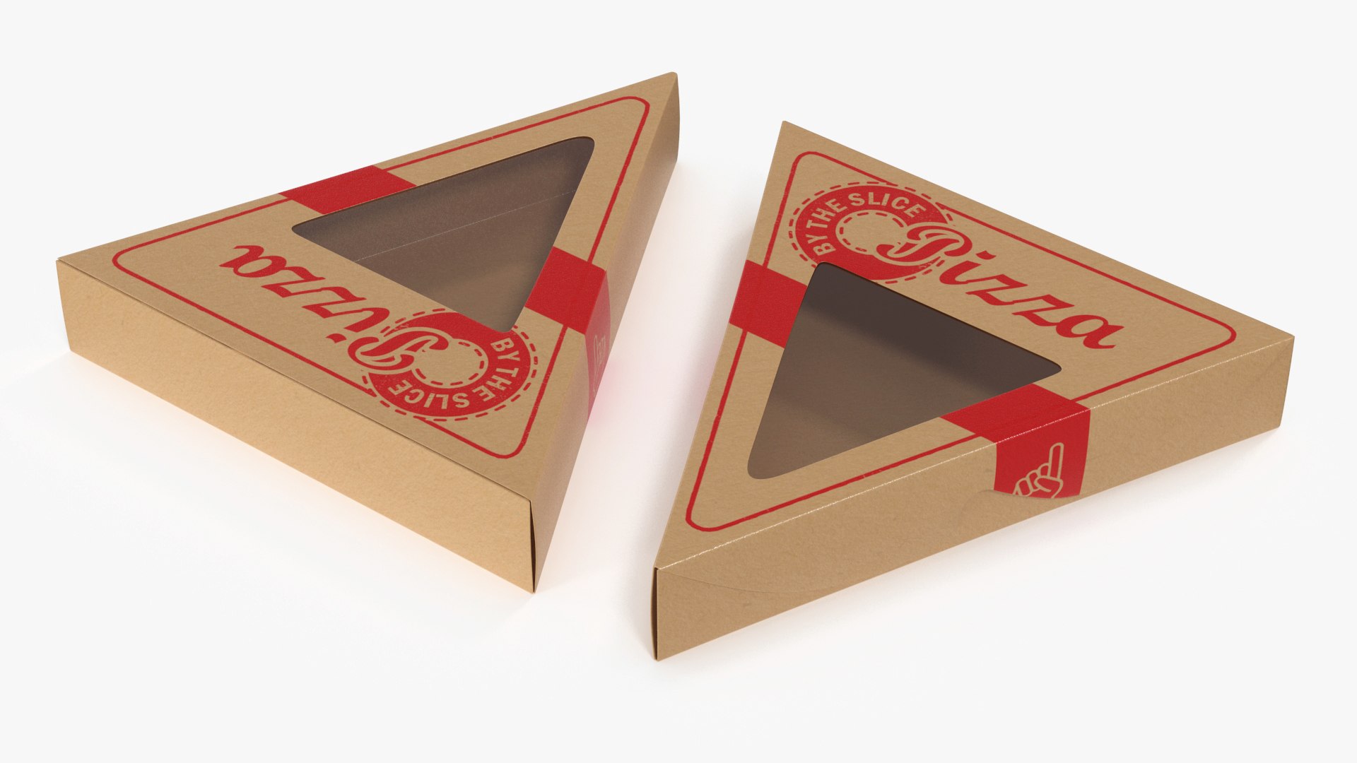 3D Craft Brown Pizza Slice Packaging Box with Window model - TurboSquid ...