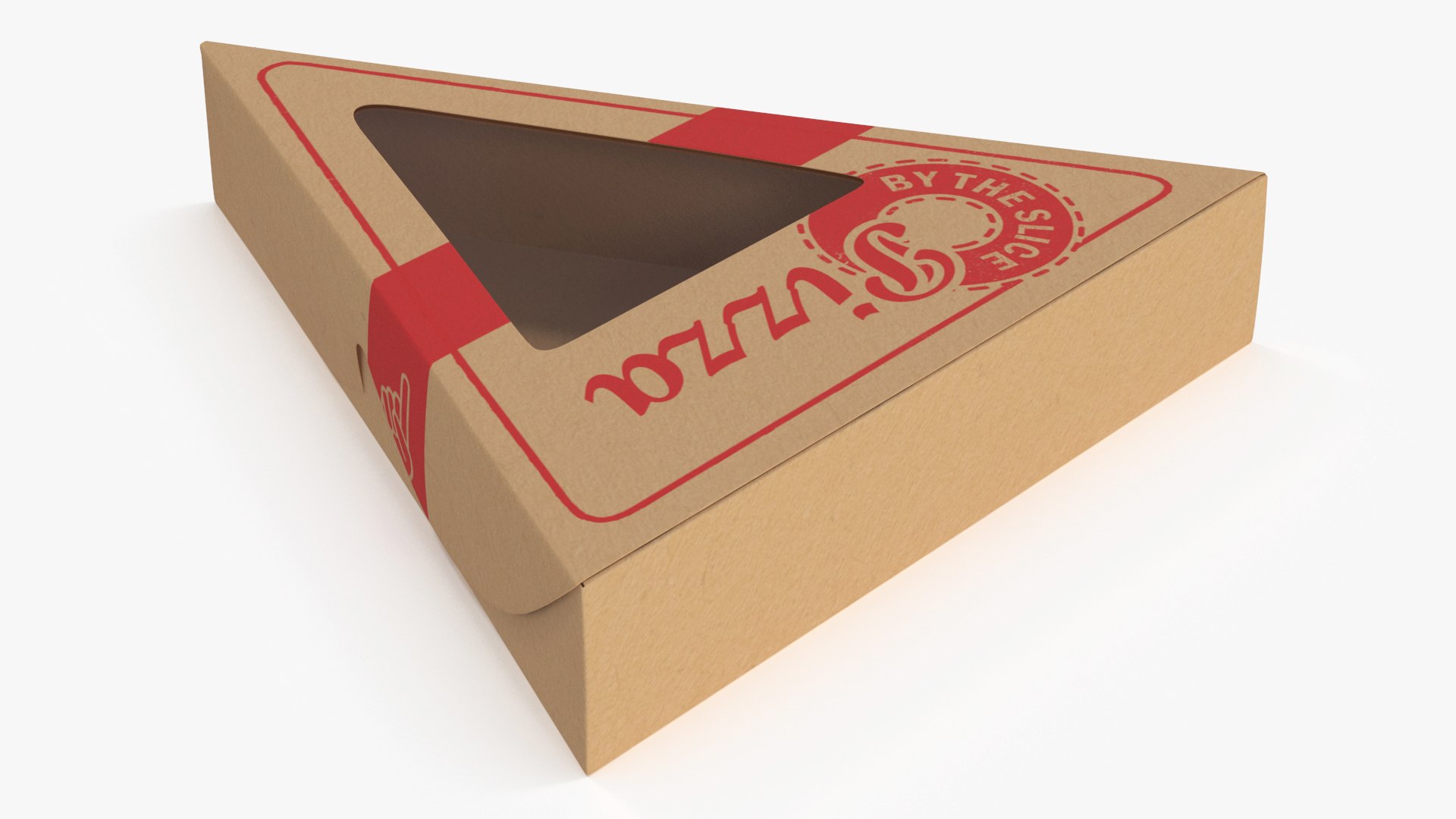 3D Craft Brown Pizza Slice Packaging Box with Window model - TurboSquid ...