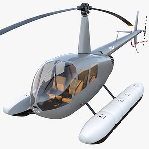 helicopter robinson r44 floats 3d c4d