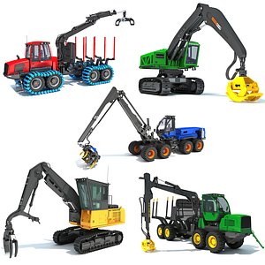 Forestry Machinery Set 3D model