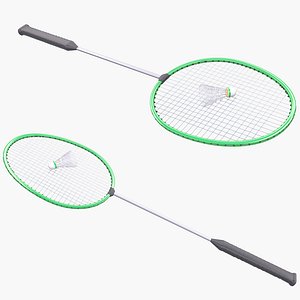 3D model Badminton Racket and Shuttlecock