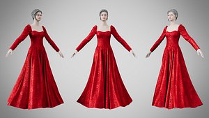 Dress 40 Ruby Velvet With Design