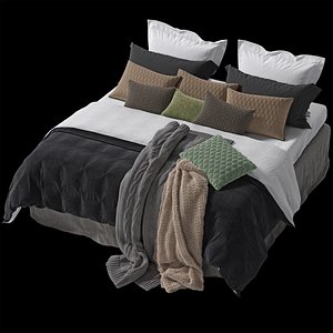 3D plaid pillow model