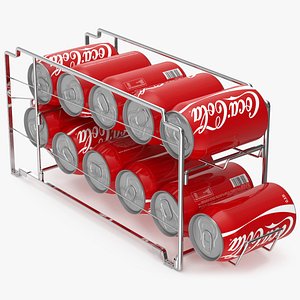 Soda Can Dispenser Chrome with Cola Cans 3D