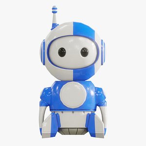 Retrobot Classic Blue Version - Technology  Mascot - App and Game Ready 3D model