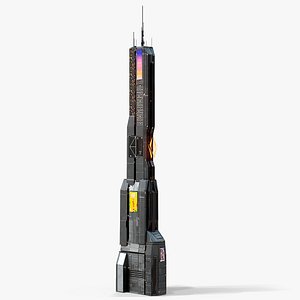 3D Sci-Fi Futuristic Skyscraper PBR 12