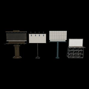 Road Billboard set 3D model 3D