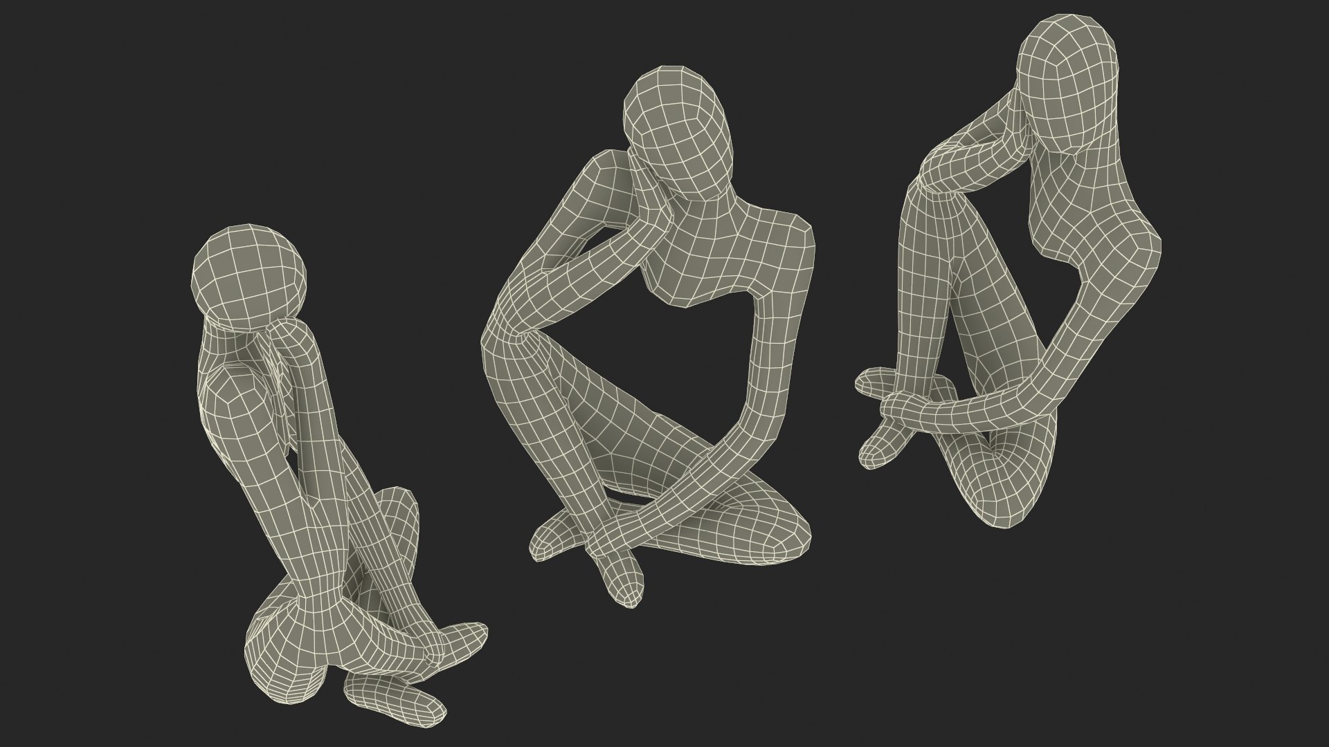 3D Art Human Sitting Sculpture White - TurboSquid 2211523