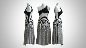 Woman Dress 2 White Zebra model
