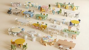 Modern Childrens Furniture Set 3D model