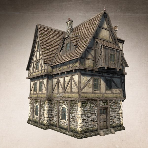 set fantasy medieval houses 3ds