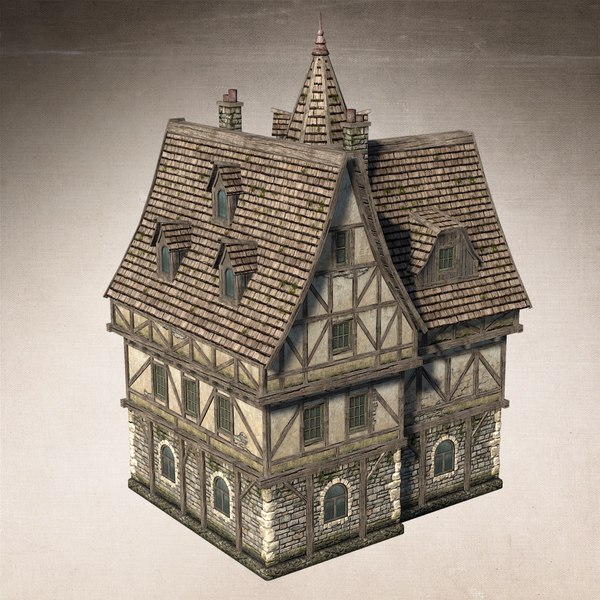 set fantasy medieval houses 3ds