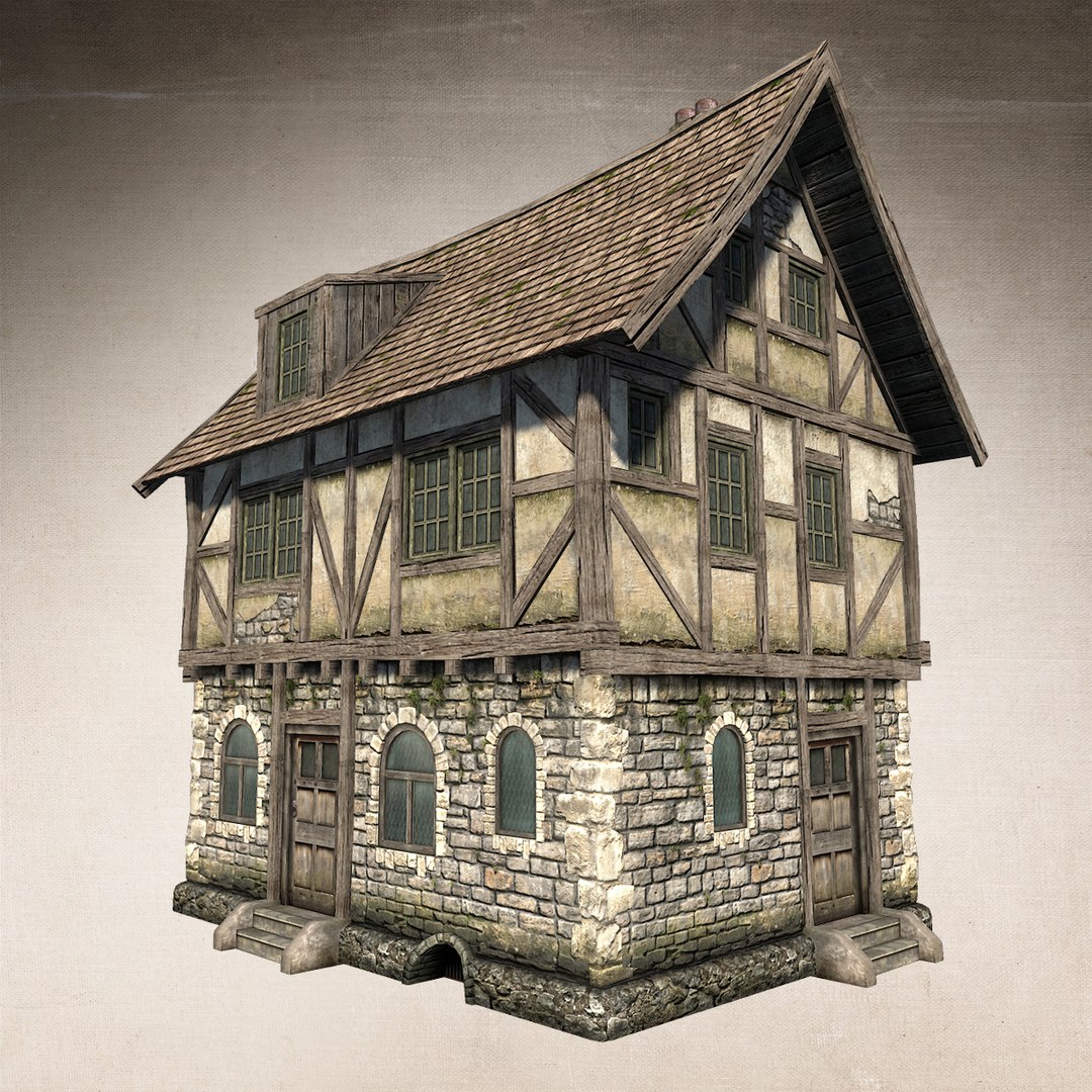 Set Fantasy Medieval Houses 3ds