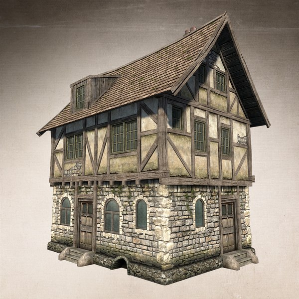 set fantasy medieval houses 3ds