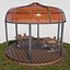 gazebo de jardim com mesas e cadeiras