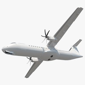 3D Civil Passenger Plane with Dual Propellers White Rigged for Maya model