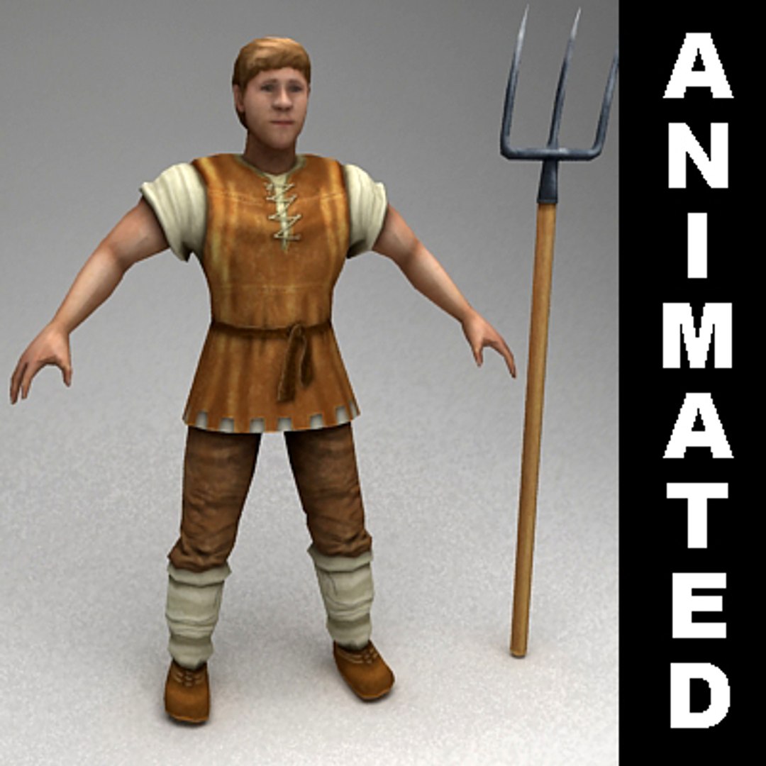 Rigged Peasant Animations 3d Model