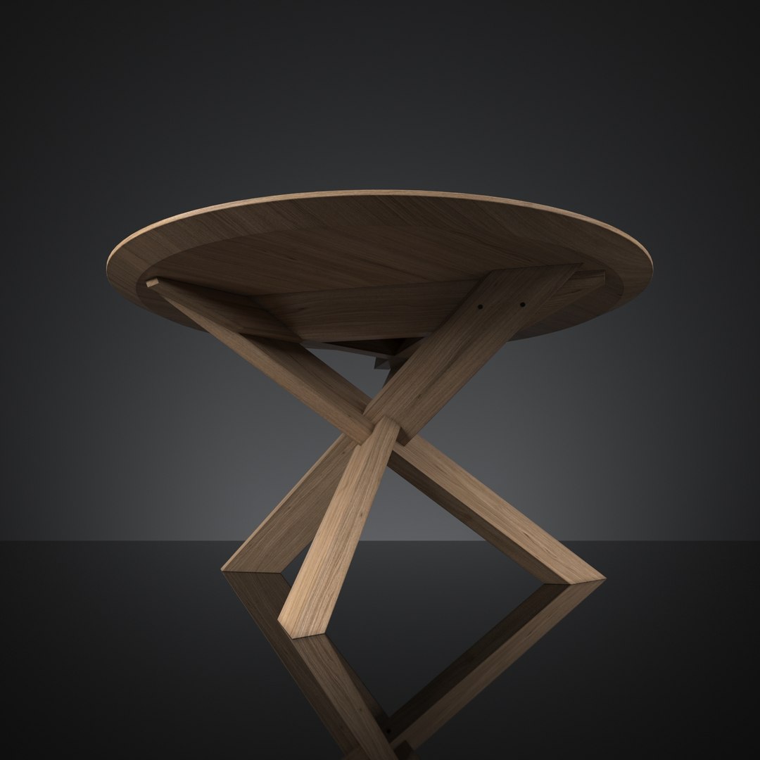 ethnicraft oak circle dining table 3d model