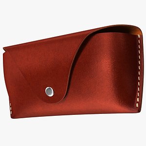 3D model Leather Sunglasses Case Closed Brown