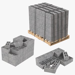 Cinder Block Pllet and Pile 2 3D model