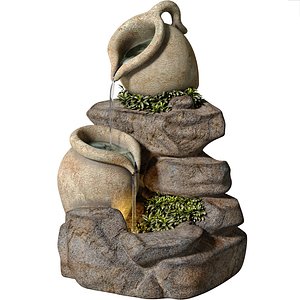 Decorative Outdoor Rock Stone Sculptures Fountain For Garden 3D model 3D model