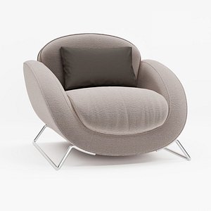 Modern Organic Boucle Armchair 3D model