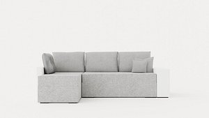 Leroy Sofa Bed 4 Seater With Divan Reversible White Light Gray 3D model