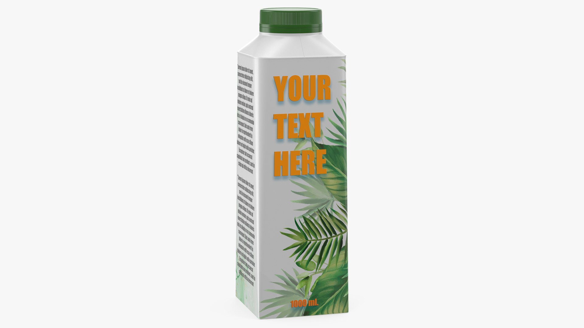 Carton Package for Beverage with Cap Mockup Green 3D model preview