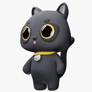 Cartoon Cat Grey 3D model